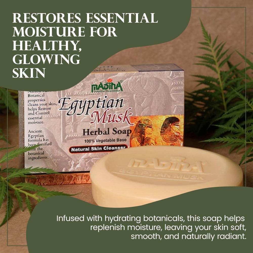 Madina Egyptian Musk Soap Bar botanical formula hints at natural care