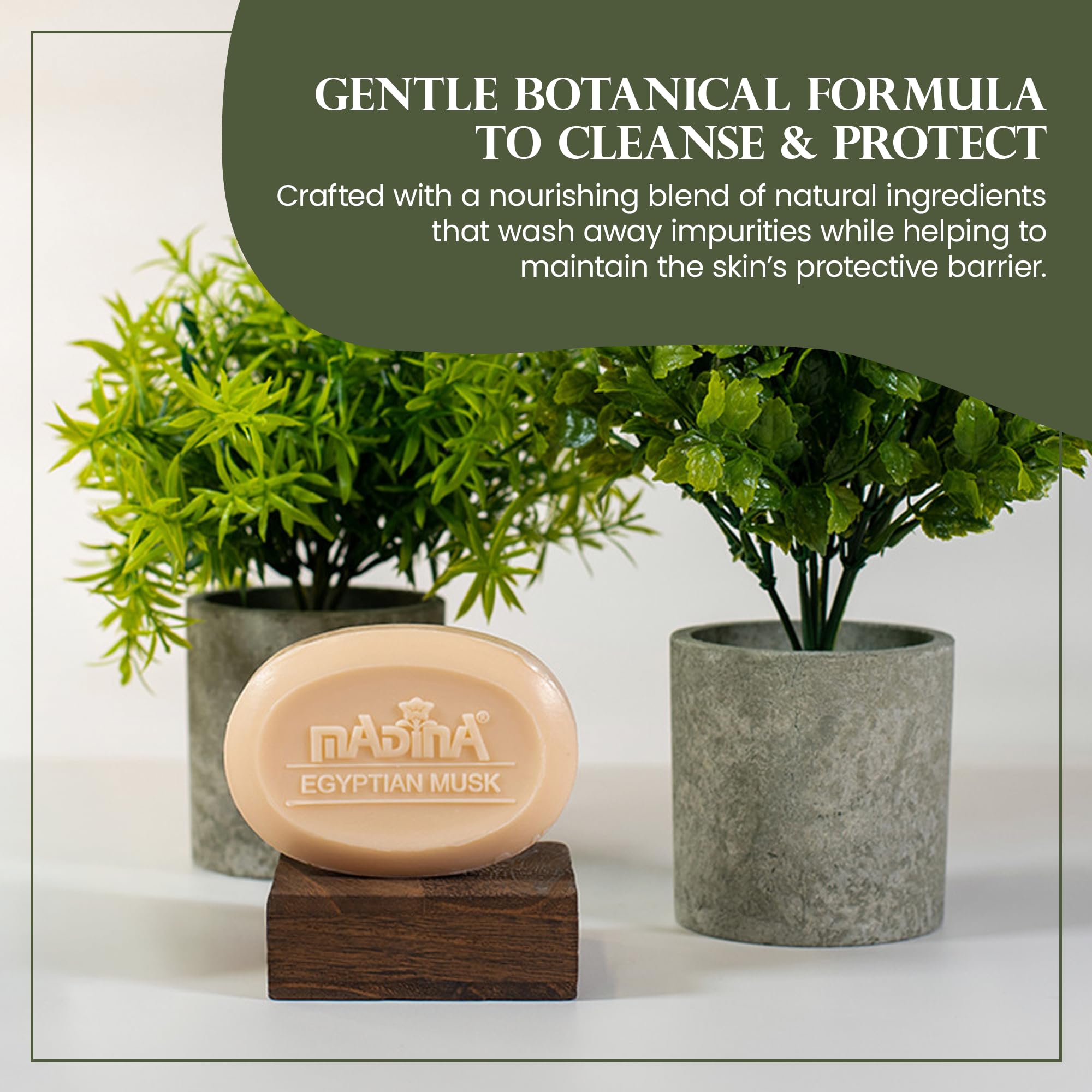 Madina Egyptian Musk Soap Bar emphasizes vegetable-based ingredients for skin nourishment