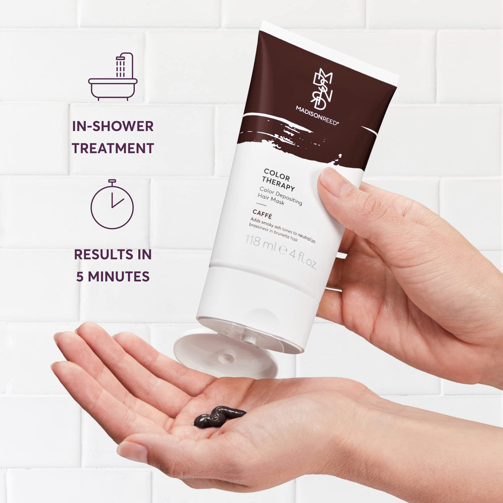 Madison Reed Color Therapy Caffé adds smoky ash tones to brown hair.