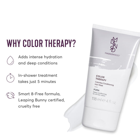 Madison Reed Color Therapy Pura hair mask application demonstrates quick five-minute color-refresh and conditioning