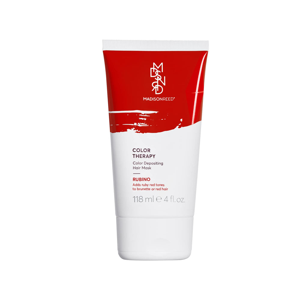 Madison Reed Color Therapy Rubino pour reveals ruby red refresh for brunette hair.