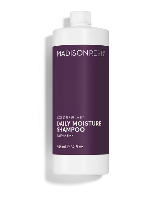 Madison Reed Colorsolve Daily Moisture Shampoo bottle demonstrates color-safe cleansing and daily hydration.