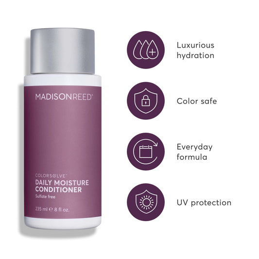 Madison Reed Colorsolve Daily Moisture Shampoo lather highlights lightweight cleansing for voluminous hair.
