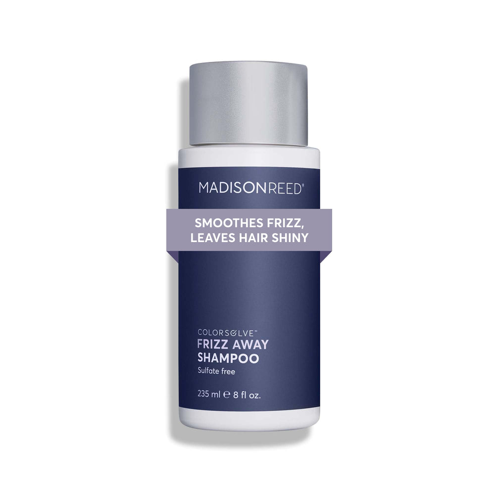 Madison Reed ColorSolve Frizz Control Shampoo bottle demonstrates color-safe cleansing.