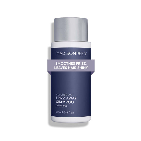 Madison Reed ColorSolve Frizz Control Shampoo bottle demonstrates color-safe cleansing.