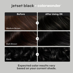 Jetset Black activator packet delivers precise color development in 20 minutes.