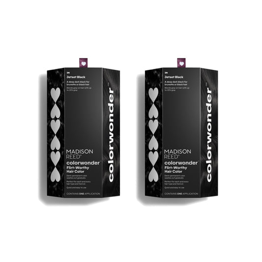 Madison Reed ColorWonder Jetset Black bottle shows vibrant at-home color application.