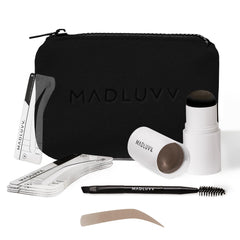 MADLUVV Brow Stamp Kit with nine stencil shapes for quick, natural-looking brows