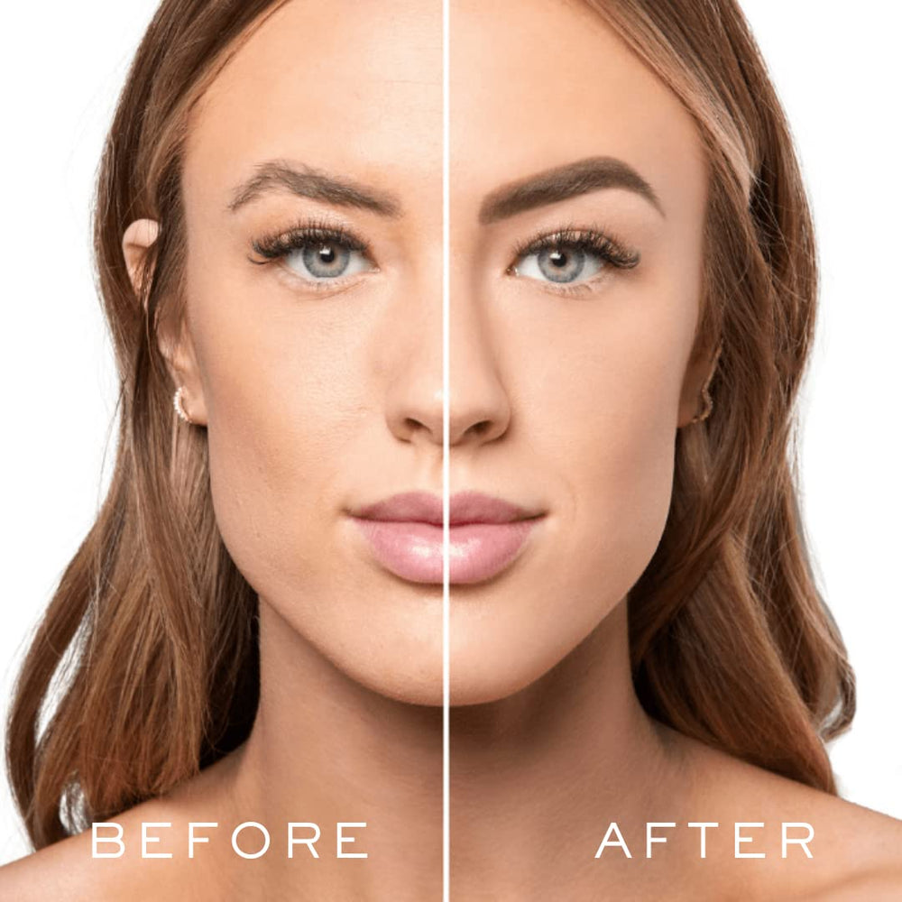 Close-up of the MADLUVV Brow Stamp in action for precise shaping