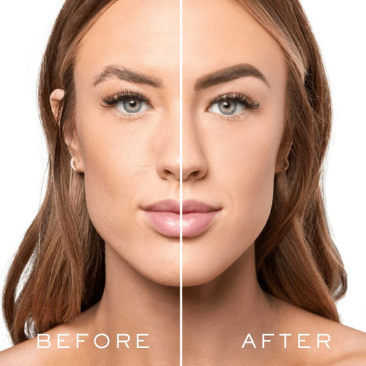 Close-up of the MADLUVV Brow Stamp in action for precise shaping