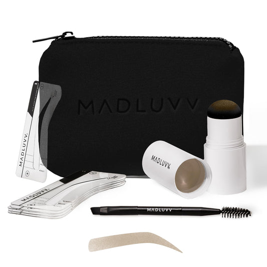 MADLUVV Brow Stamp Kit stencils showcase natural shapes for quick brow mapping.