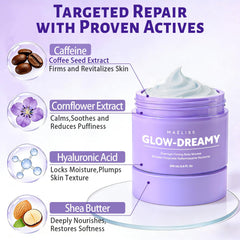MAËLISS Overnight Toning Whip creamy texture swatch emphasizing quick absorption and hydration