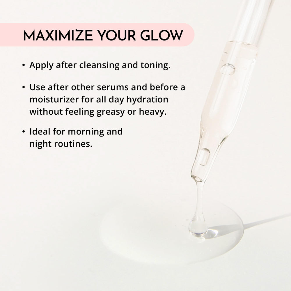 MAELOVE Hydrator serum dropper in use demonstrates easy, precise application.