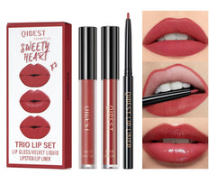 MAEPEOR all-in-one lip kit box close-up showing three integrated products