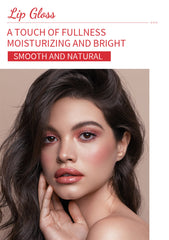 MAEPEOR lipgloss on lips with subtle pink nude shade for natural look.