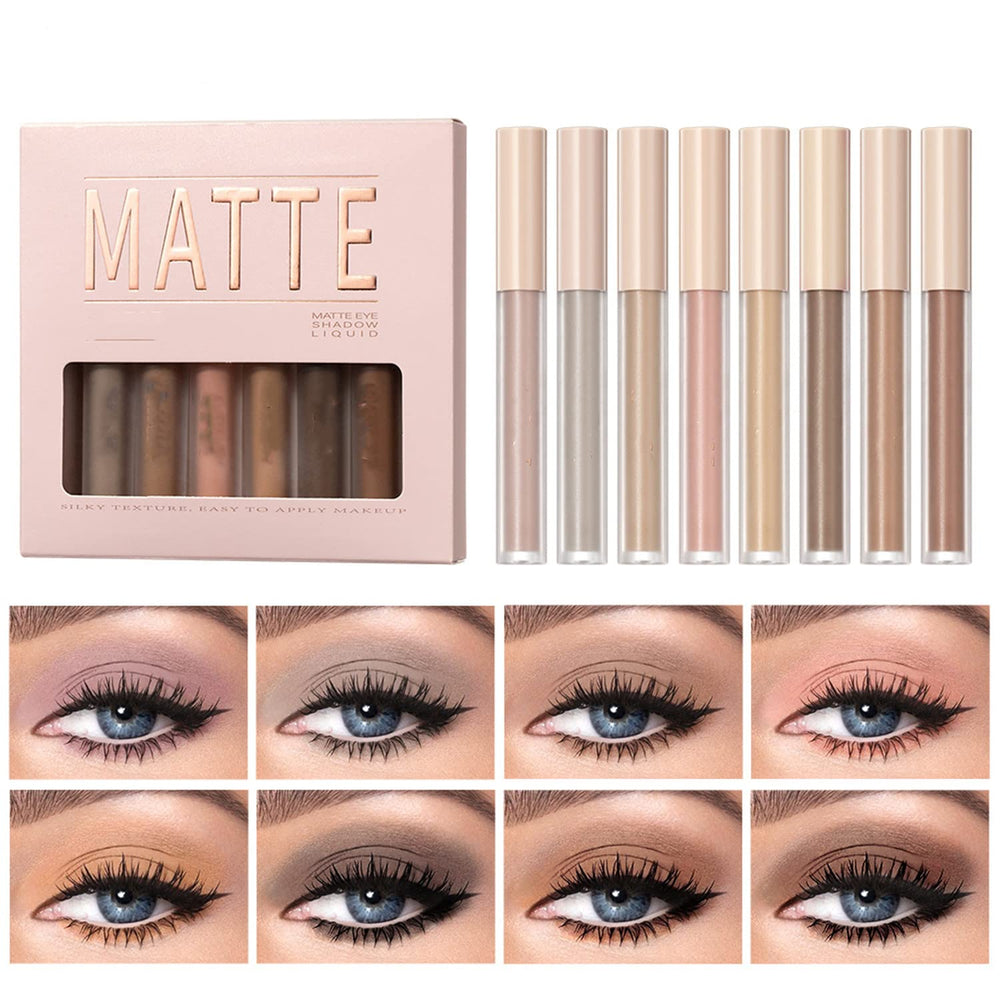 MAEPEOR Matte Liquid Eyeshadow neutral nude 8 colors for natural everyday looks.