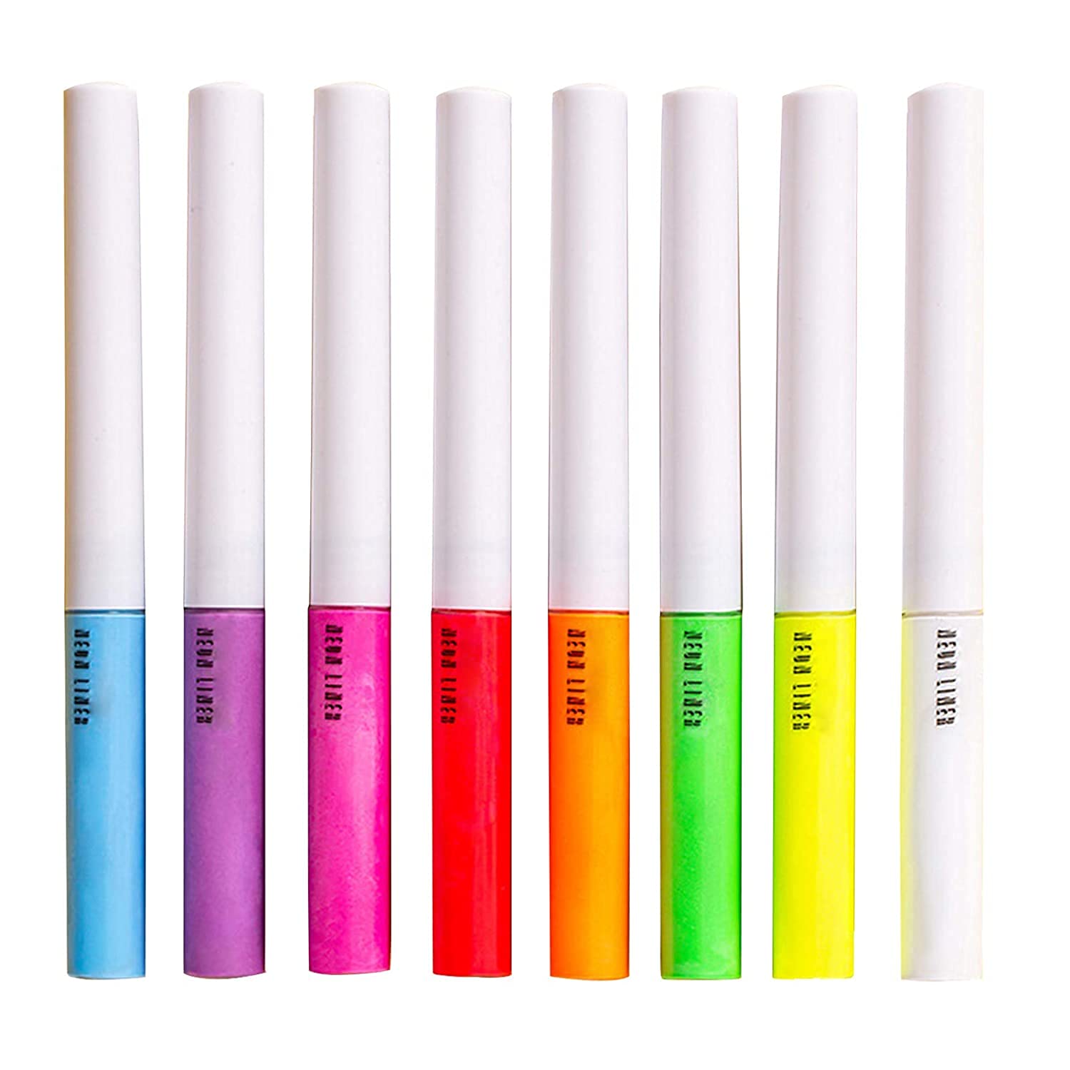 MAEPEOR neon eyeliner set with 8 colors on packaging, ideal for bold looks.
