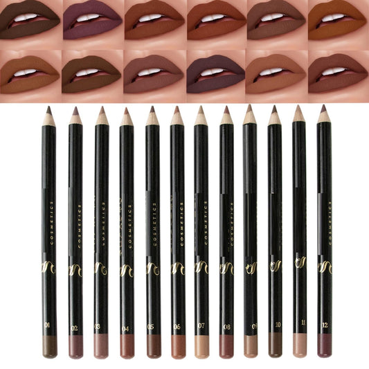 MAEPEOR nude lip liner set Color 01 swatches showing long-lasting nude-brown shade
