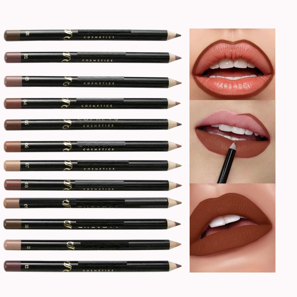 MAEPEOR lip liner set 06 palette display of 12 nude-brown tones