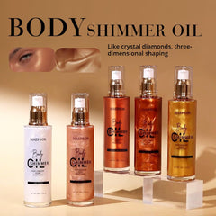 MAEPEOR Shimmer Body Luminizer on arms and legs for radiant coverage.