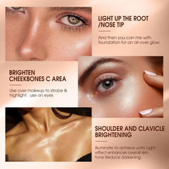 MAEPEOR Shimmer Body Luminizer body glow on shoulders and collarbones.