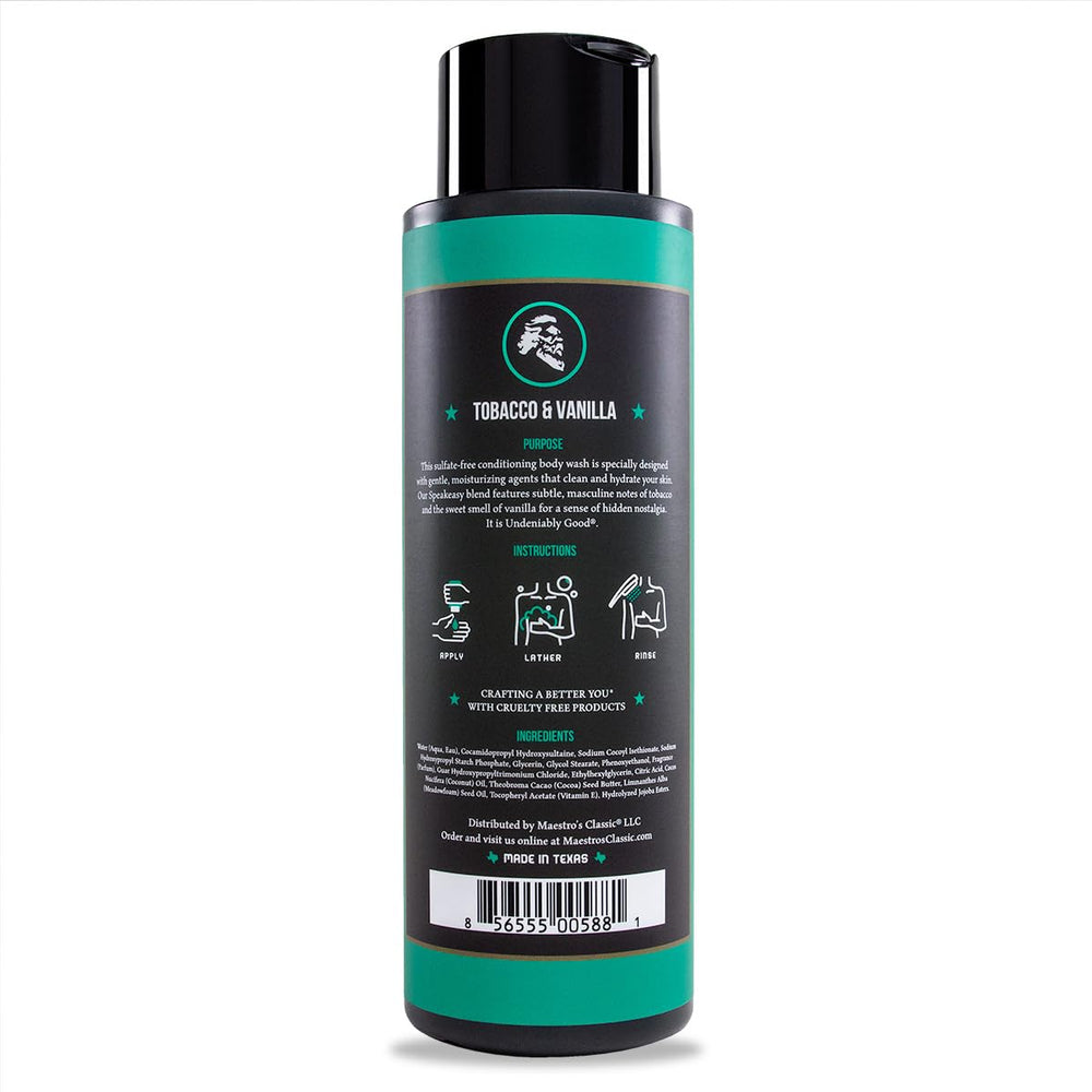 Maestro's Classic Bath Wash features vanilla-tobacco aroma for a masculine mood.
