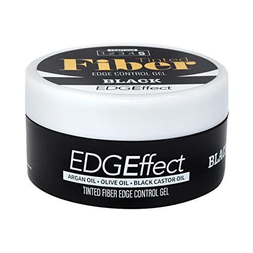 Magic Collection tinted fiber edge control gel jar in black, smooths edges for a fuller look.
