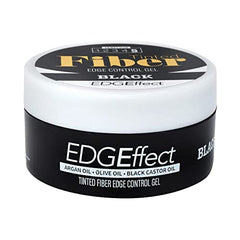 Magic Collection tinted fiber edge control gel jar in black, smooths edges for a fuller look.