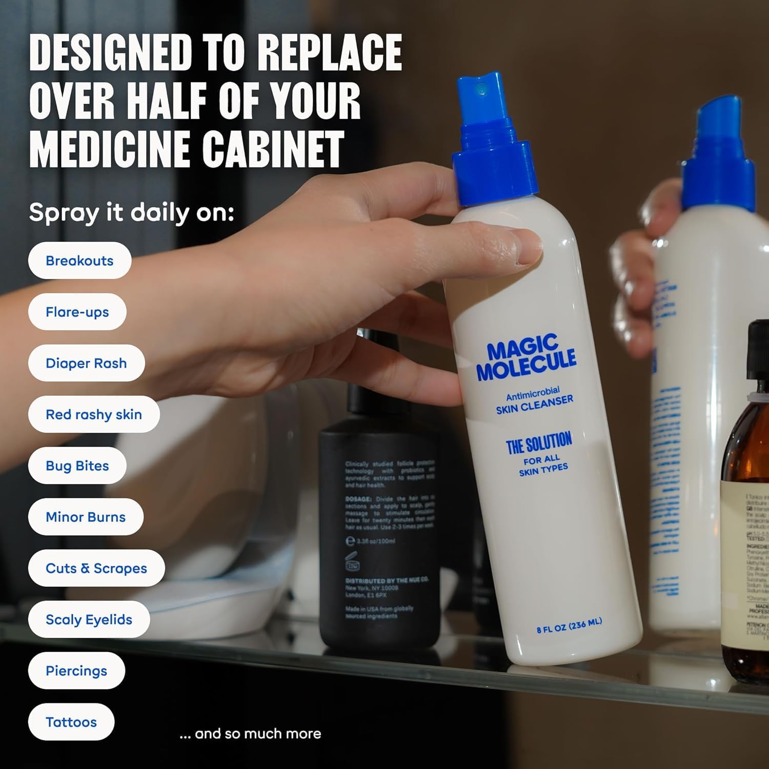 Magic Molecule Hypochlorous Acid Spray 3-4oz cap close-up highlighting travel-friendly design