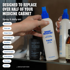 Magic Molecule Hypochlorous Acid Spray 3-4oz cap close-up highlighting travel-friendly design