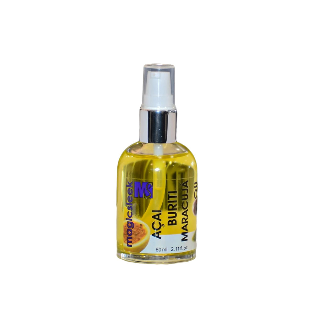 MagicSleek Acai Oil applied to damp hair for nourishment.