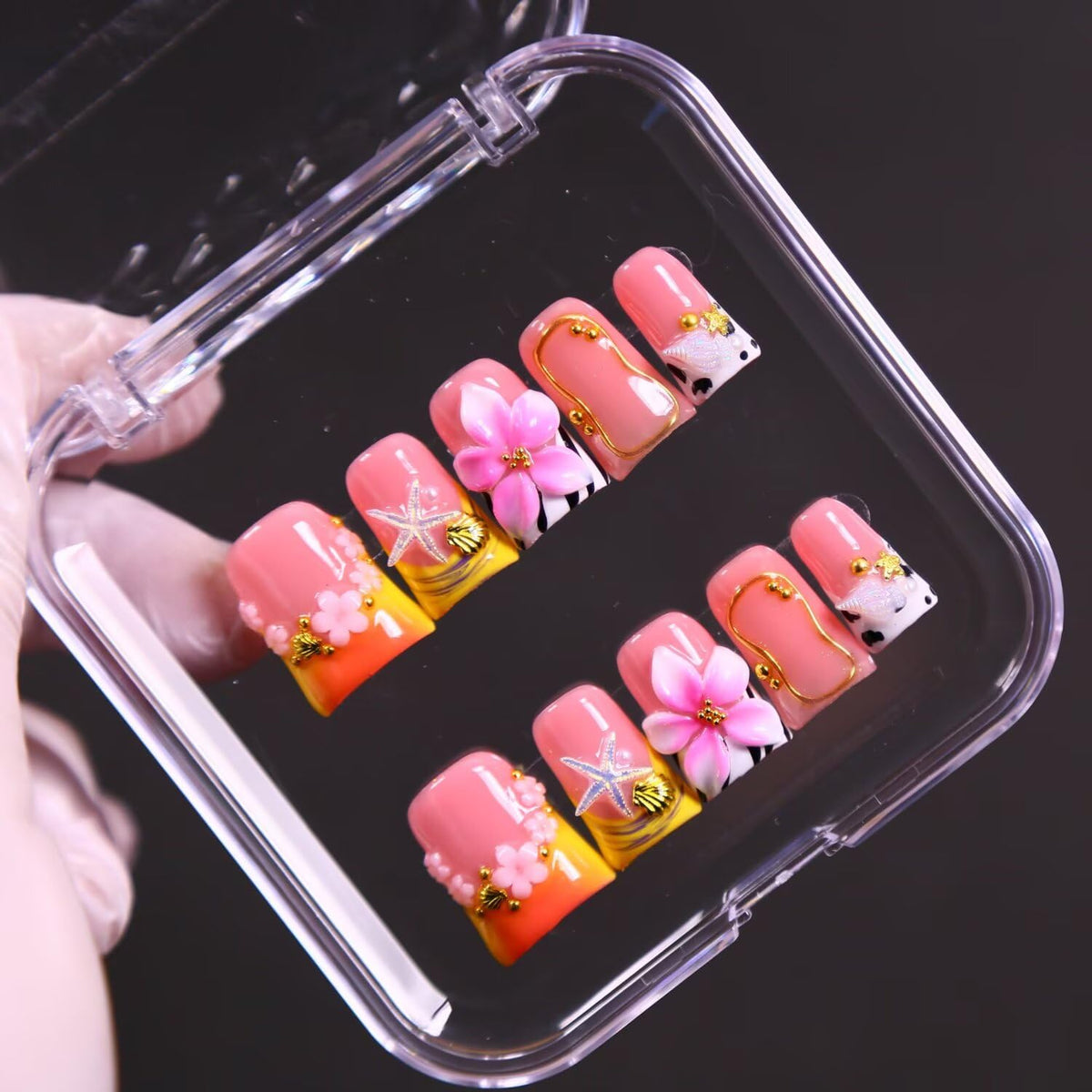 MAGLFELL press-on nails with hand-painted French tip for at-home salon look