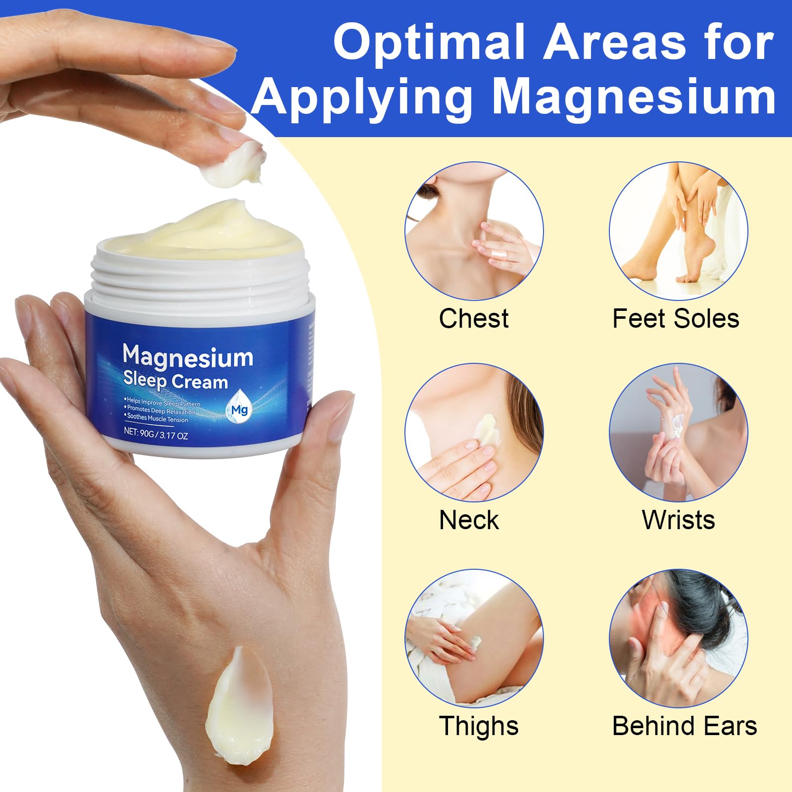 Magnesium Cream application on arm, quickly absorbed without residue.