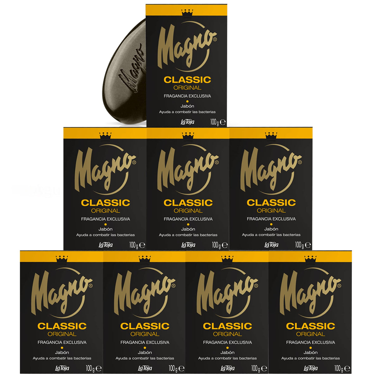 Magno La Toja Classic Black soap bar close-up for everyday cleansing.