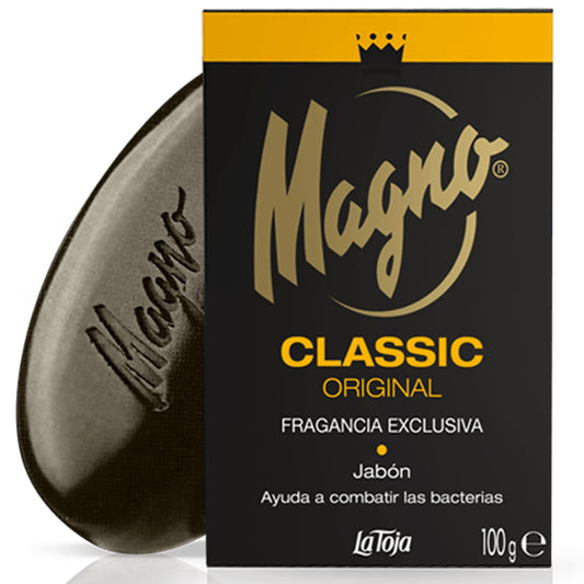 Eight-pack of Magno La Toja Classic Black bars displayed for convenient care.