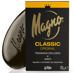 Eight-pack of Magno La Toja Classic Black bars displayed for convenient care.