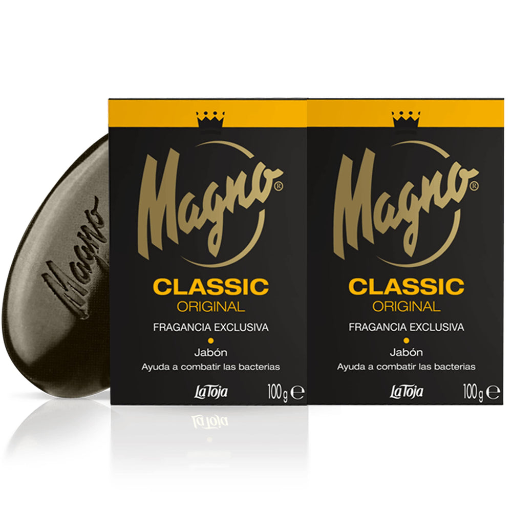 Magno La Toja Classic Black pack on bathroom shelf, gift-ready appeal.