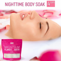 Magnum Solace bath tub setup with unscented magnesium flakes.
