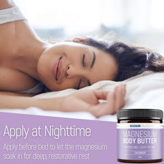 Magnum Solace magnesium body butter being applied to arm for hydration.