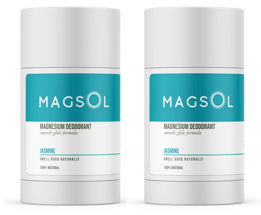 MagSol Organics Jasmine deodorant bottle showing aluminum free design for daily use