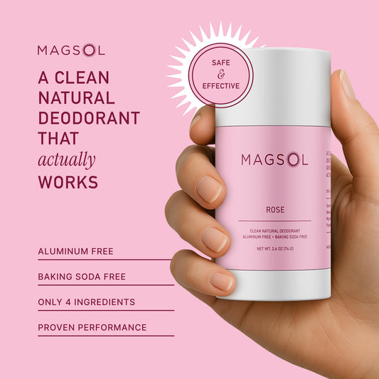 MAGSOL packaging highlighting aluminum-free, baking-soda-free formula.
