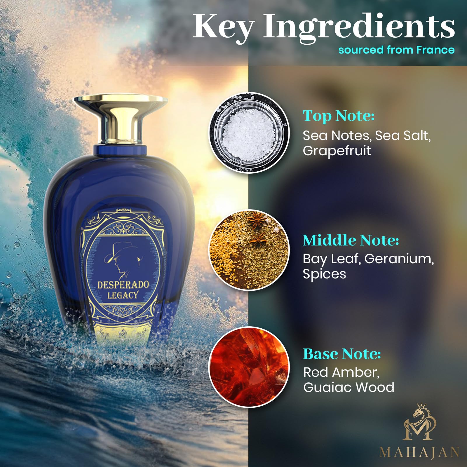 Side view of the Mahajan Desperado Legacy bottle emphasizes premium materials.