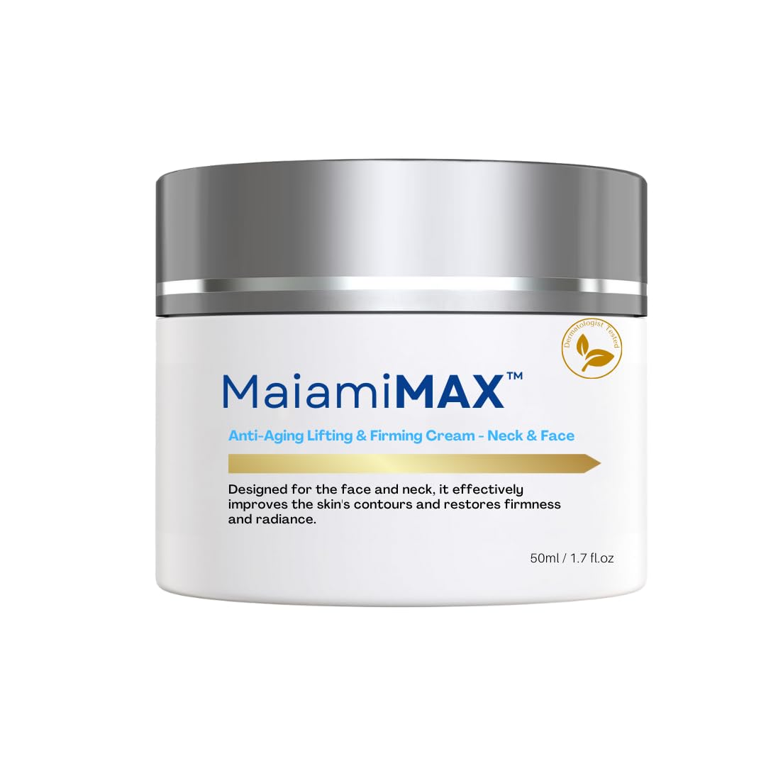 MAIAMIMAX Age-Defying Cream jar close-up showing creamy texture for lifting look.