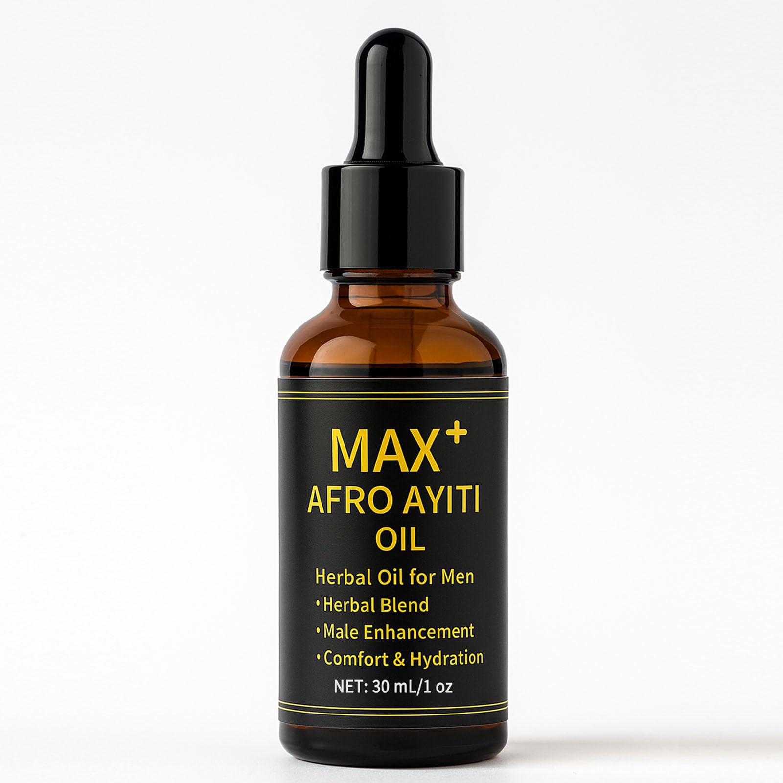 Maidlure Max+ Afro Ayiti Oil bottle close-up showing vitality-friendly herbal blend