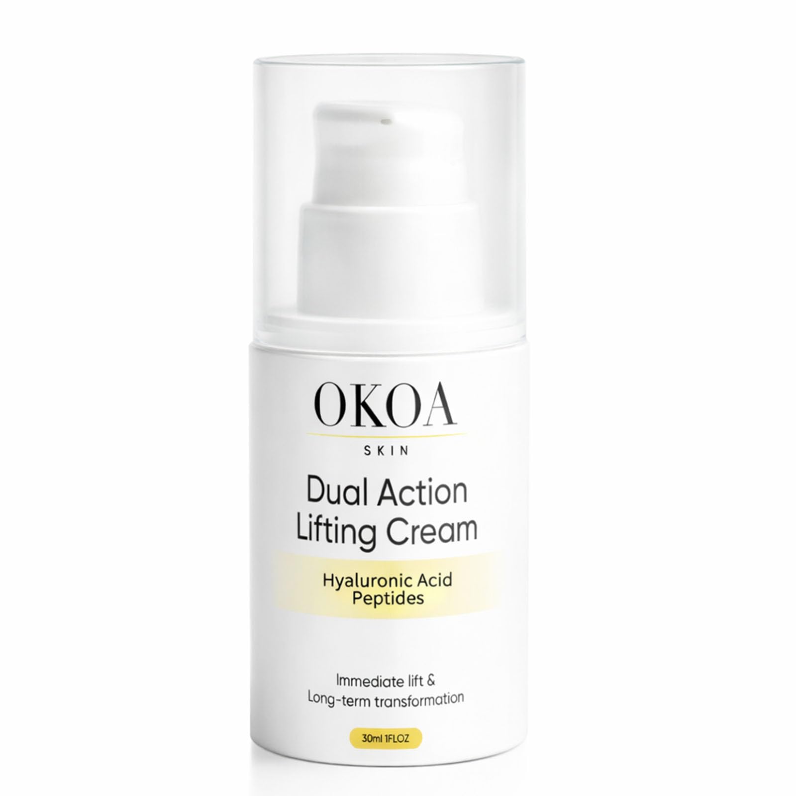 Maidlure OKOA SKIN dual-action cream bottle highlights a hydrating, firming ritual.