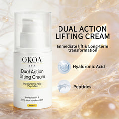 Maidlure OKOA SKIN ingredients display peptides and hyaluronic acid for hydration.