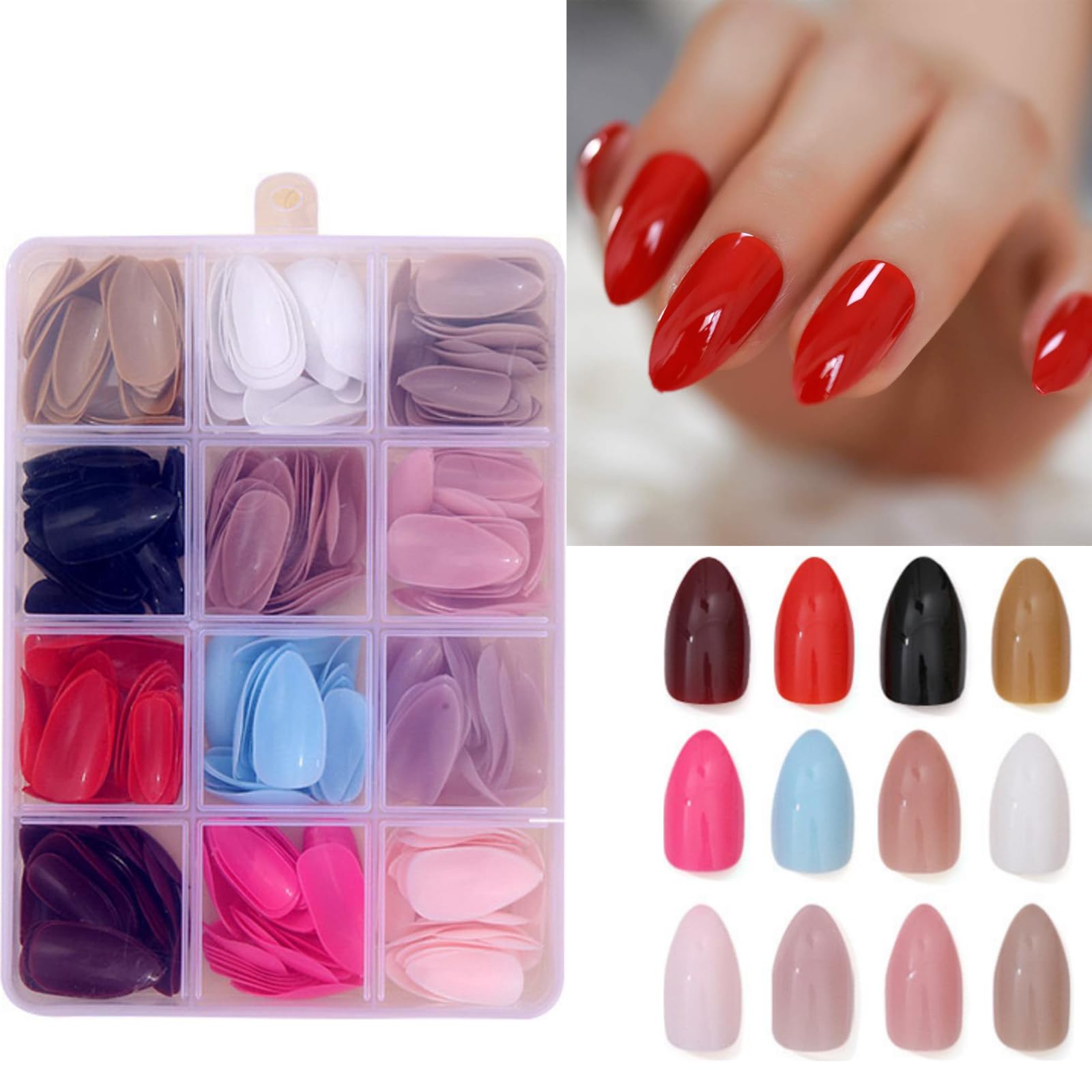 Maigitur 12-color medium stiletto press-on nails offer versatile day-to-night looks.