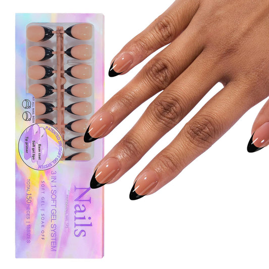 Maigitur Black French Tip Nails show a sleek salon-style finish for everyday elegance.