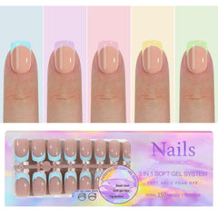 Maigitur French gel press-on nails in skin tones for a quick salon-style manicure.