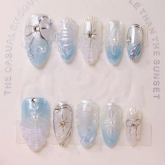 Maigitur medium almond press-on nails ensure natural fit and quick wear.
